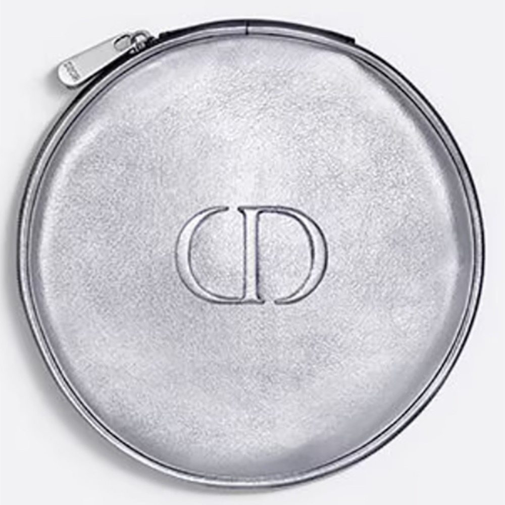 🩶Dior Beauty Gift Metallic Silver Circular Pouch🩶